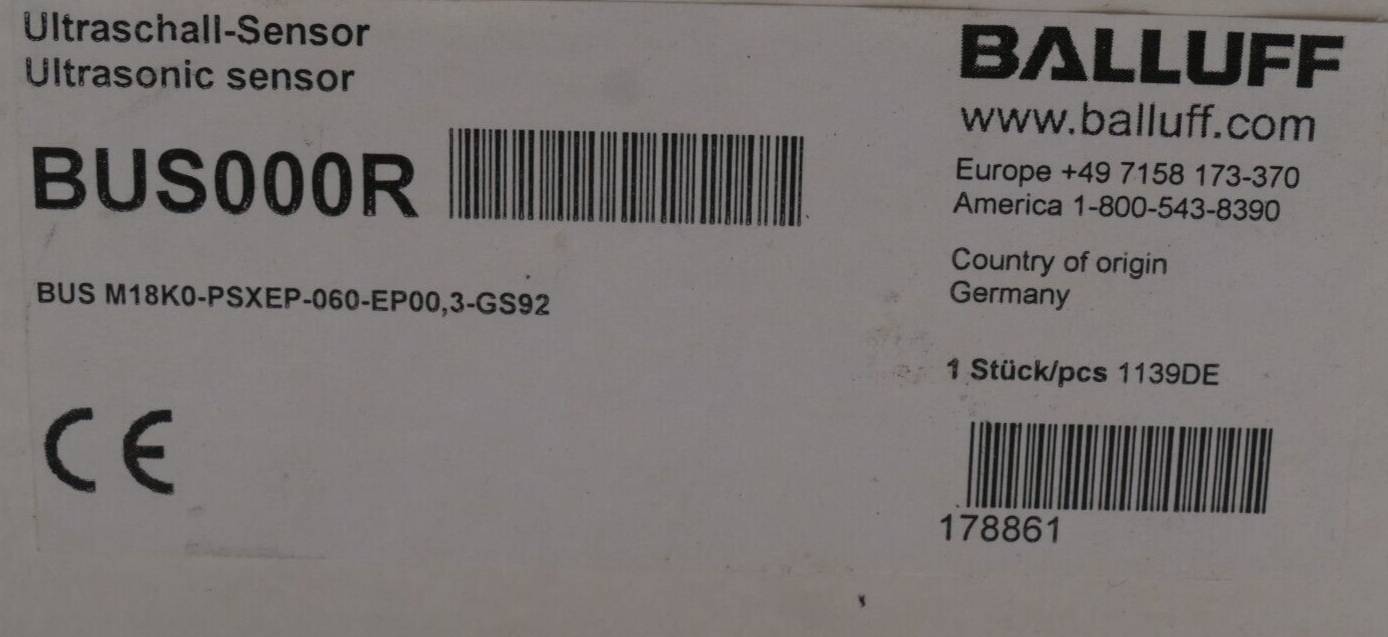 Balluff Ultraschallsensoren BUS000R | BUS M18K0-PSXEP-060-EP00.3-GS92-2