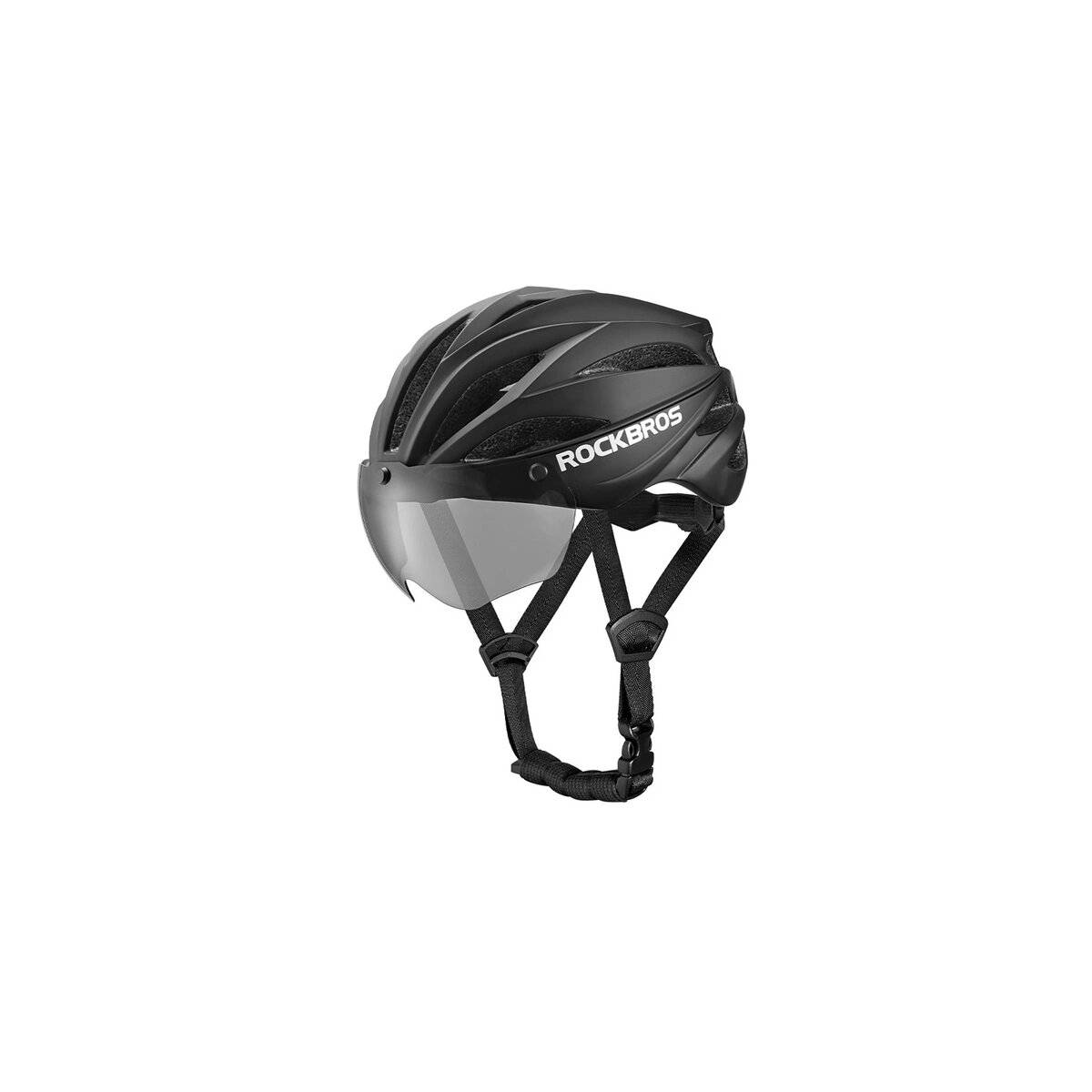 Casco da bicicletta Rockbros con visiera, occhiali protettivi UV rimovibili, unisex, nero/marrone-1