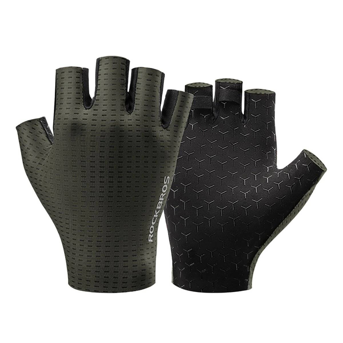 Guanti da ciclismo traspiranti Rockbros a dita corte, verdi, taglia M-0