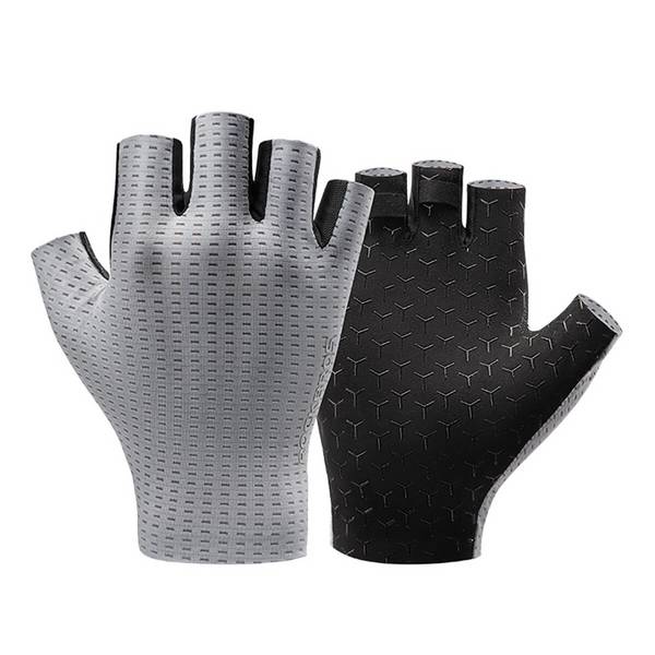 Guanti da ciclismo traspiranti Rockbros a dita corte, grigi XL
