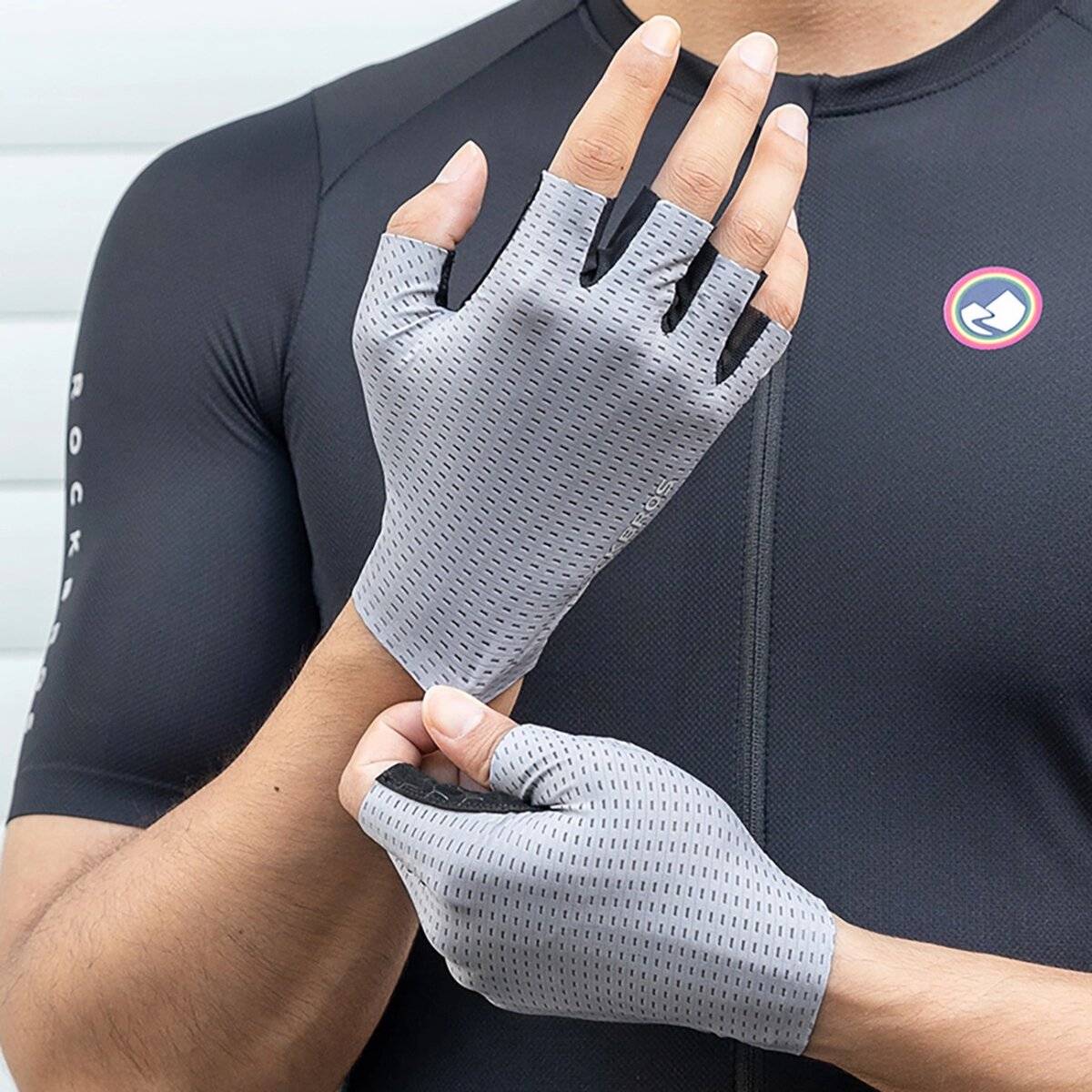 Guanti da ciclismo traspiranti Rockbros a dita corte, grigi XL-1