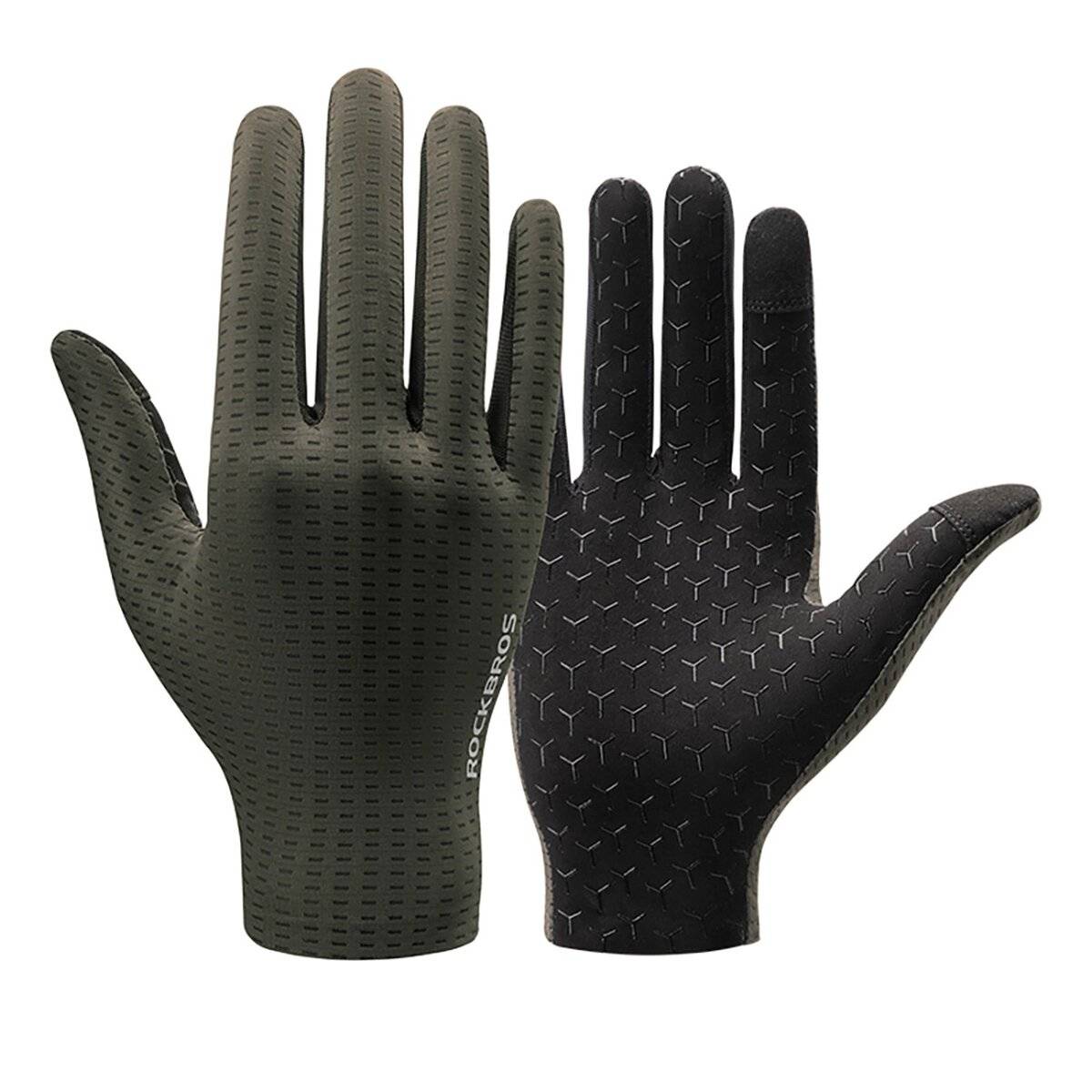 Guanti da ciclismo traspiranti Rockbros a dita intere, verdi, taglia S-0