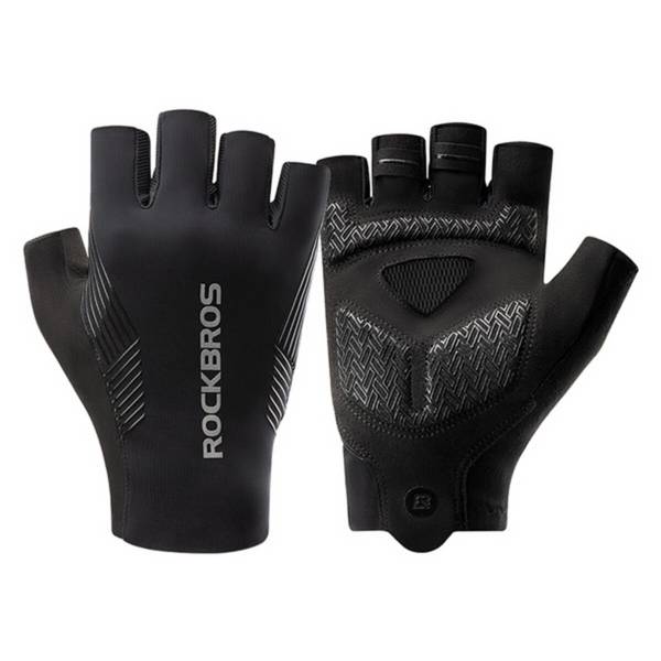 Guanti da ciclismo Rockbros Primavera/Estate/Autunno, dita corte, neri, XL