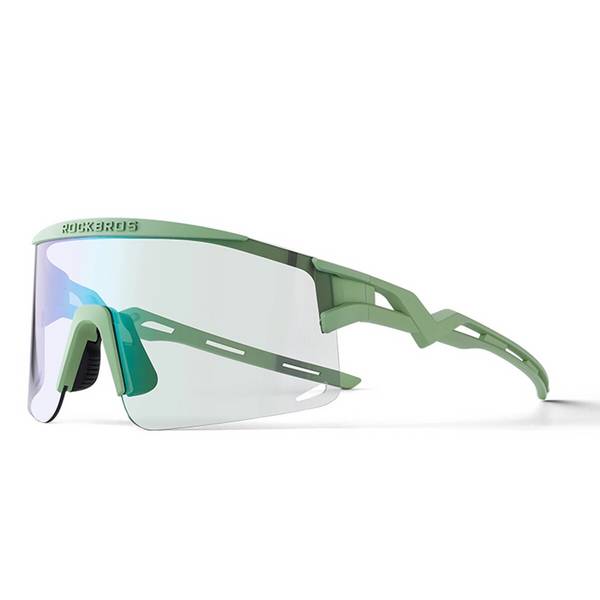 Occhiali da ciclismo fotocromatici Rockbros con protezione UV e inserto graduato, verdi