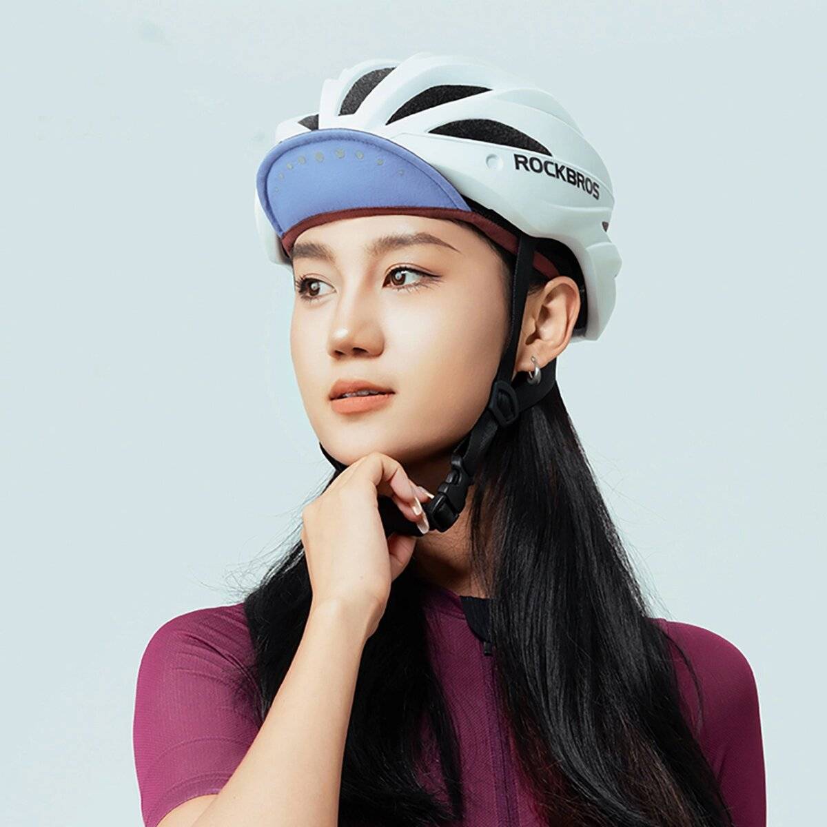 Cappellino da ciclista Rockbros con visiera per casco rosso-3