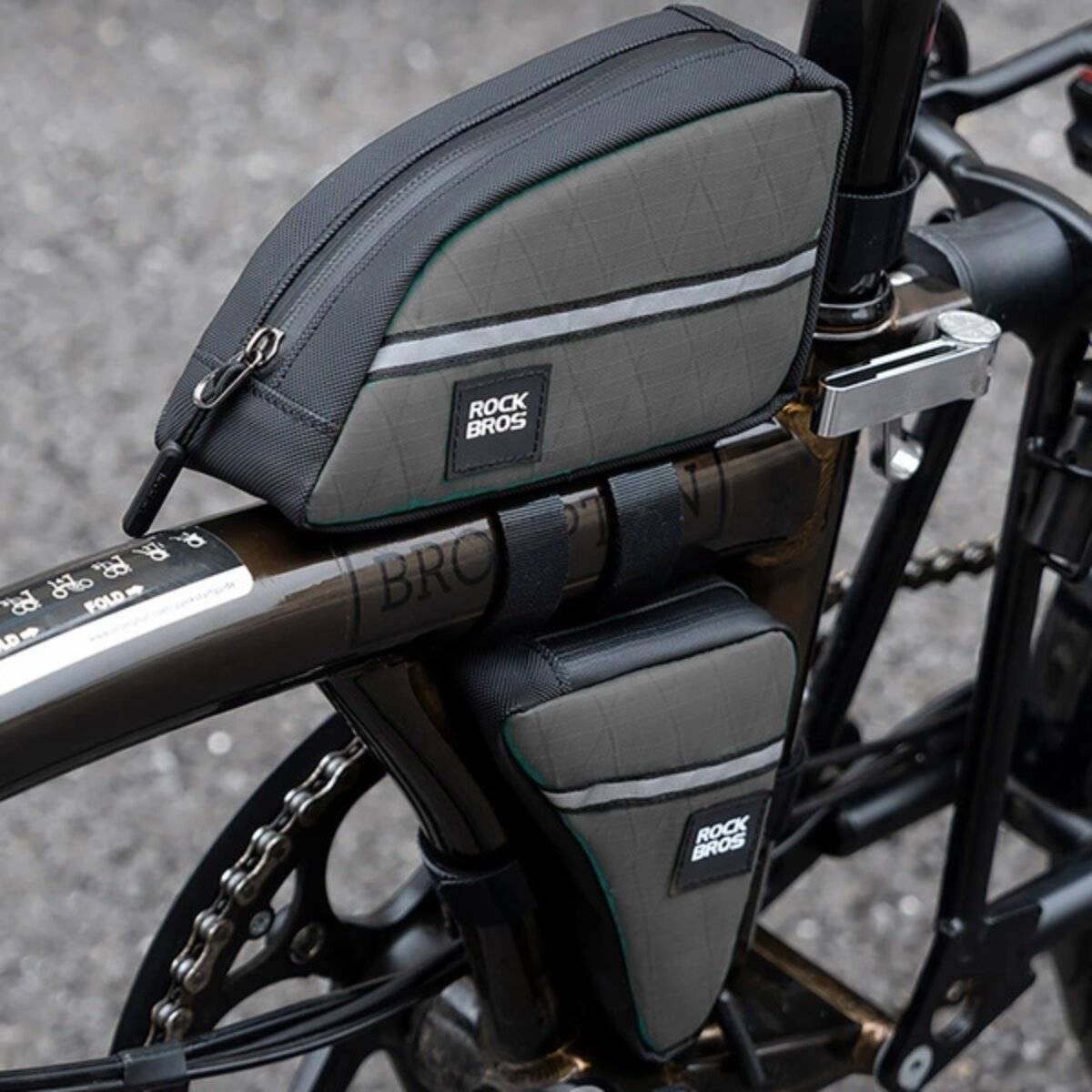 Borsa da telaio per bicicletta Rockbros Triangle 0,8 l, nera-2