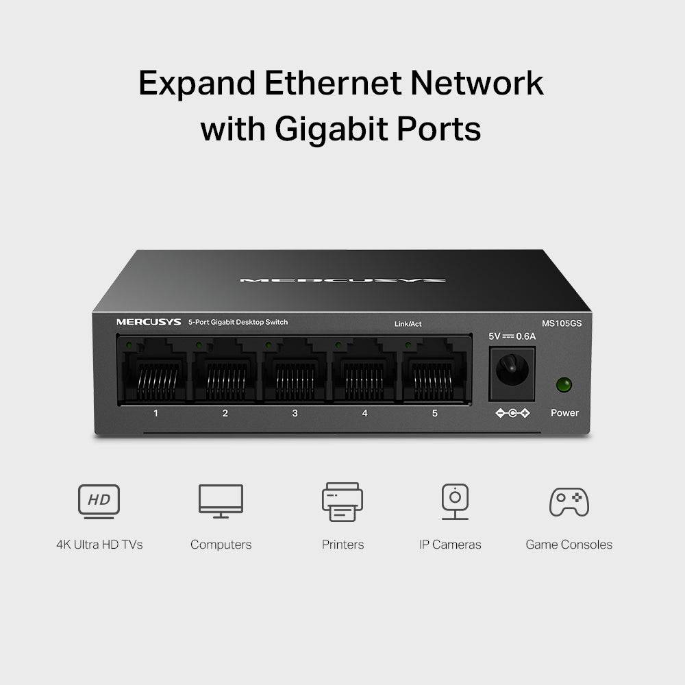 Mercusys MS105GS Netzwerk-Switch Unmanaged Gigabit Ethernet (10/100/1000) Schwarz (MS105GS)-4