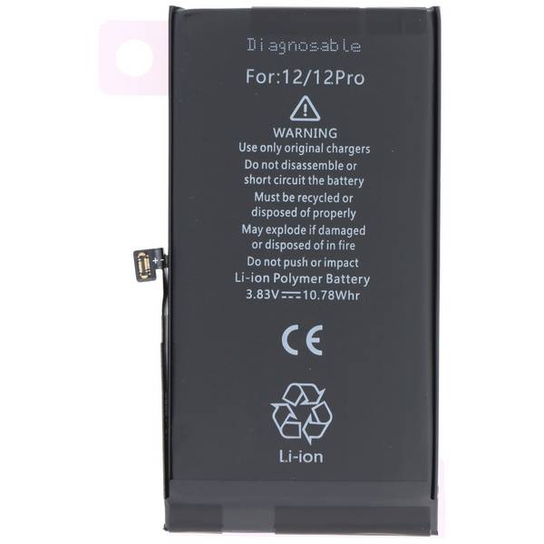 Batteria adatta per Apple iPhone 12/12 Pro, diagnosticabile, Li-Polymer, 3,83 V, 2815 mAh, 10,78 Wh, senza attrezzi