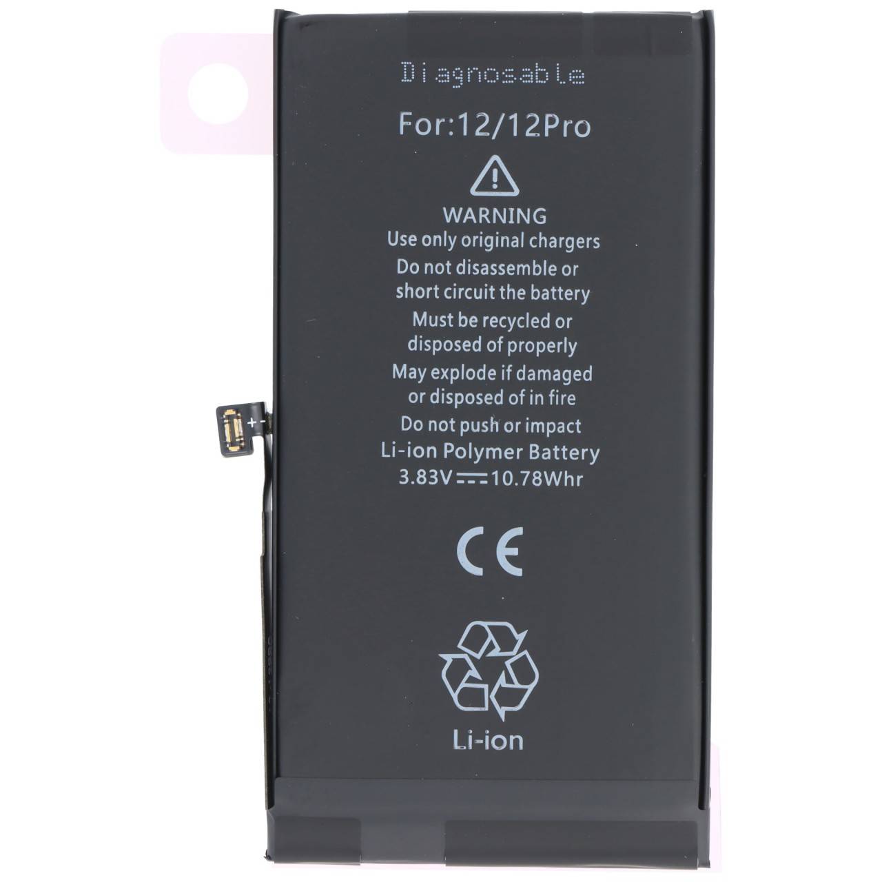 Batteria adatta per Apple iPhone 12/12 Pro, diagnosticabile, Li-Polymer, 3,83 V, 2815 mAh, 10,78 Wh, senza attrezzi-0