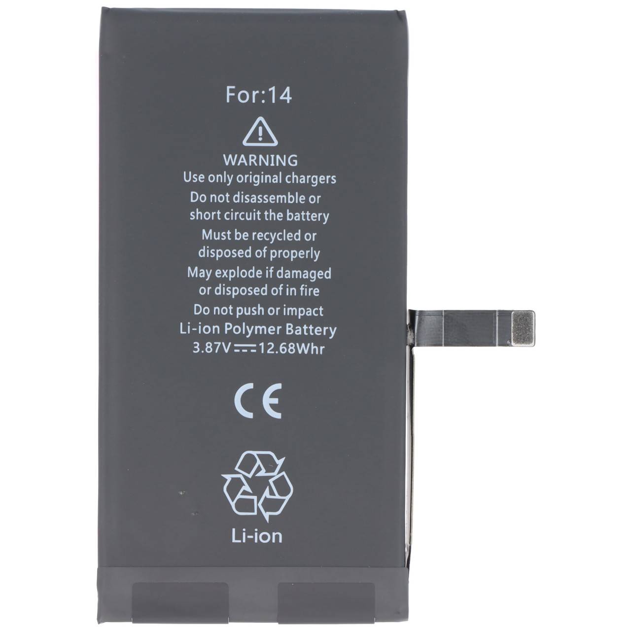 Batteria adatta per Apple iPhone 14, Li-Polymer, 3,87 V, 3279 mAh, 12,68 Wh, senza attrezzi-2