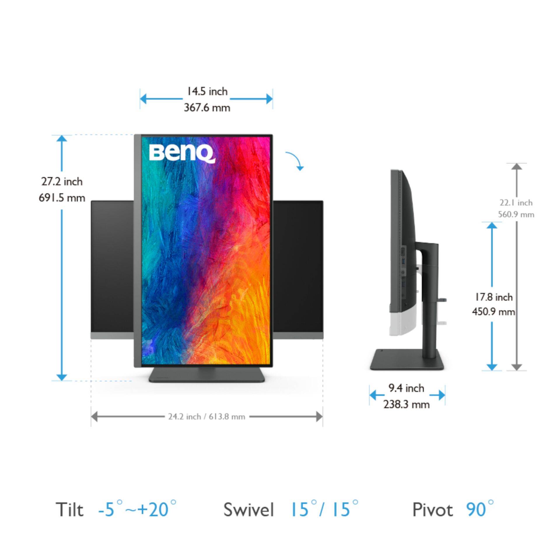 BenQ PD2706U Monitor PC 68,6 cm (27") 3840 x 2160 Pixel 4K Ultra HD LCD Nero 9H.LLJLB.QEE-2