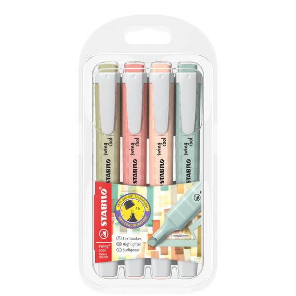 STABILO swing cool NatureCOLORS evidenziatore 4 pz Punta smussata Beige, Verde, Rosa-0
