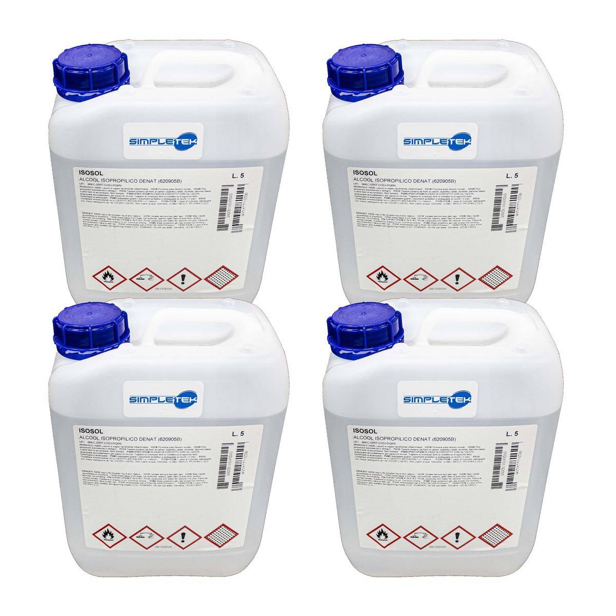 4x Alcool Isopropilico Isopropanolo 5l Lt Litri Pulizia Ossido Ultrasuoni Puro 97%-0