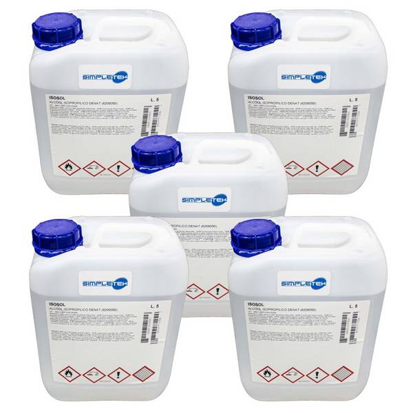 5 X Alcool Isopropilico Isopropanolo 5l Lt Litri Pulizia Ossido Ultrasuoni Puro 97%