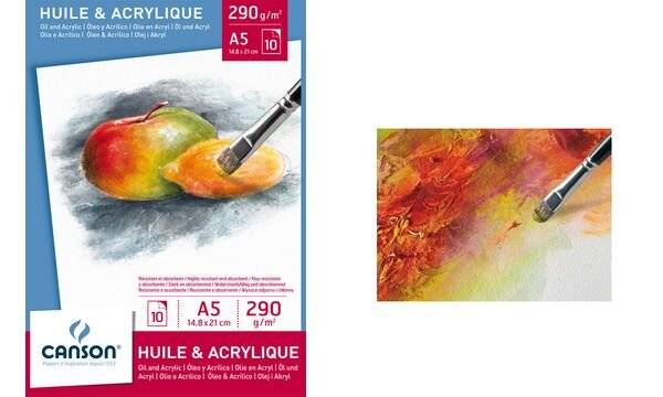 Blocco da disegno CANSON per olio e acrilico 10 fogli bianco 290 g/m² A4 C200005785-0