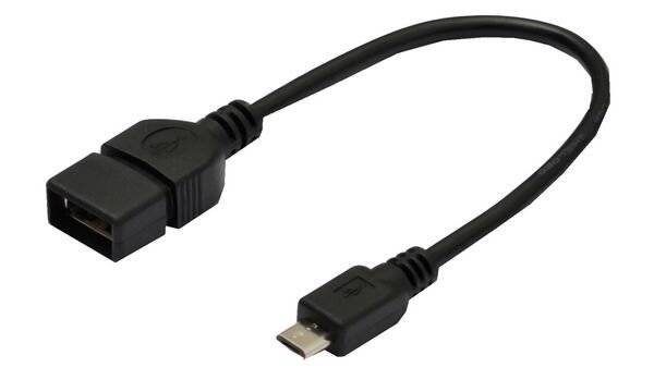 CAVO ADATTATORE DIGITUS OTG USB 2.0 MICRO-B TO USB A, M/F, 0,20MT, NERO, AK300309002S-1