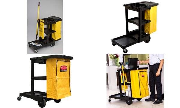 Carrello per pulizie Janitor Rubbermaid nero - ruote 2 fisse 2 mobili 116,8x55,2x97,5 cm - 1805985-2