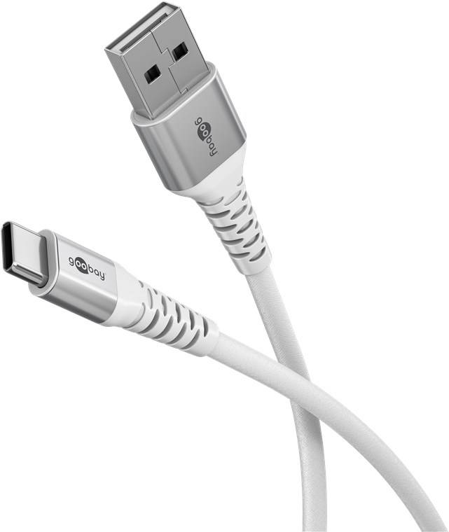 Goobay Cavo tessile USB-C™ a USB-A supermorbido con connettori in metallo, 0,5 m, bianco 0.5 m cavo di connessione elega-0