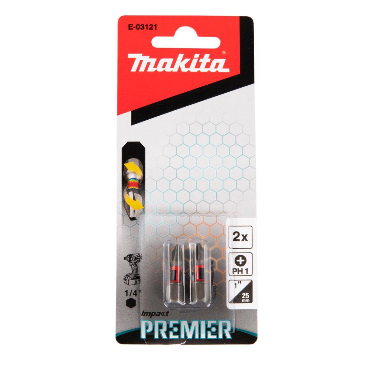 Makita Impact Premier - Schraubendreher-Bit - 2 Stücke - phillips - PH1 - Inbus - Länge: 25 mm-2