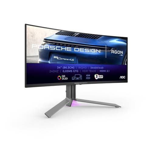 AOC Porsche PD34 Monitor PC 86,4 cm (34") 3440 x 1440 Pixel Wide Quad HD QD-OLED Nero (PD34)-0
