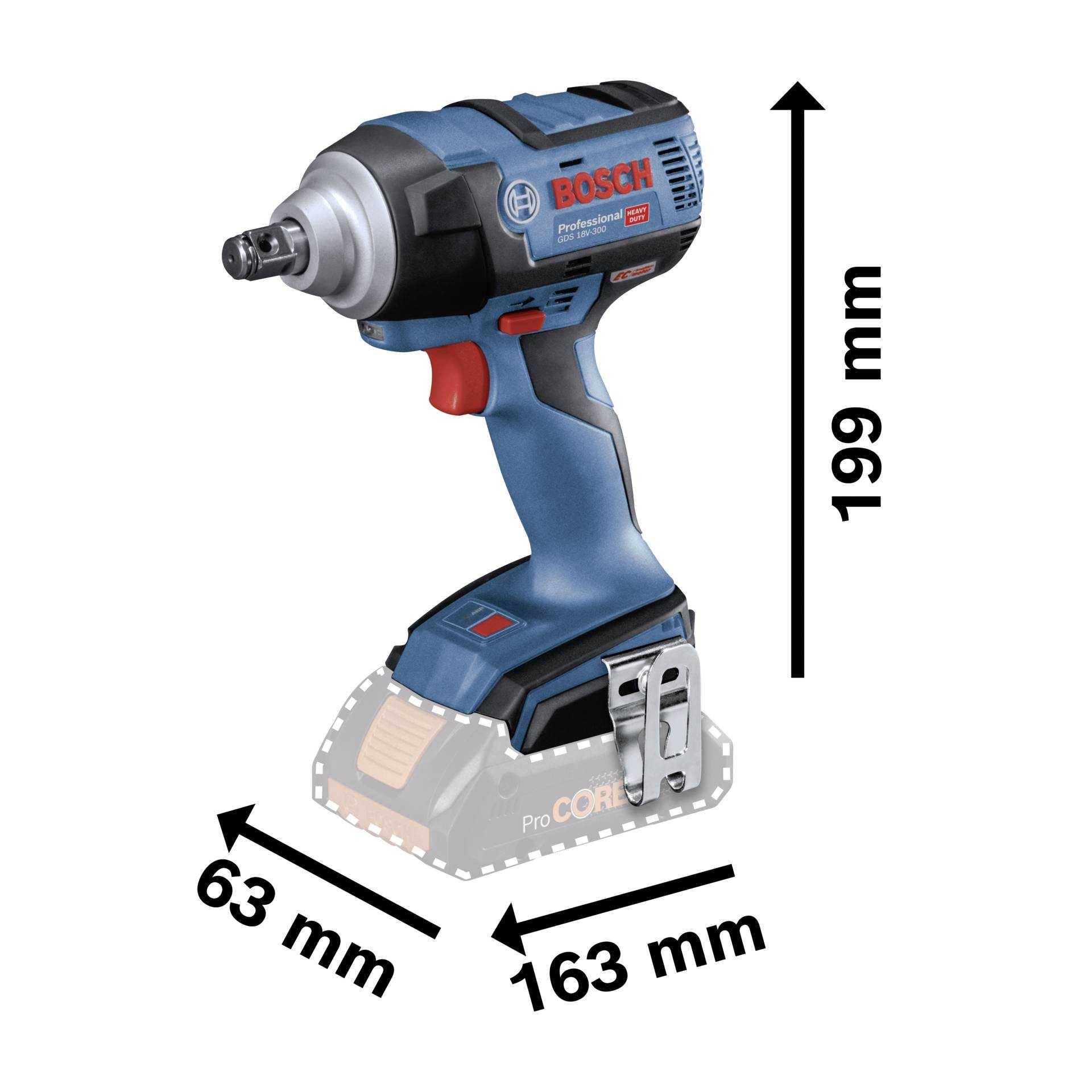 Bosch Professional GDS 18V-300 Solo 06019D8201 Avvitatore ad impulsi a batteria 300 Nm 18 V Quantità di batterie ricaric-1