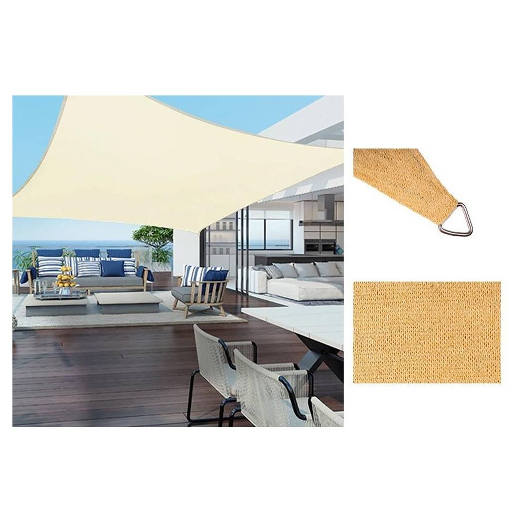 Tenda Vela Ombreggiante Parasole Da Esterno Terrazze Giardino Patio Quadrata 4 X 4 Mt - Beige-0