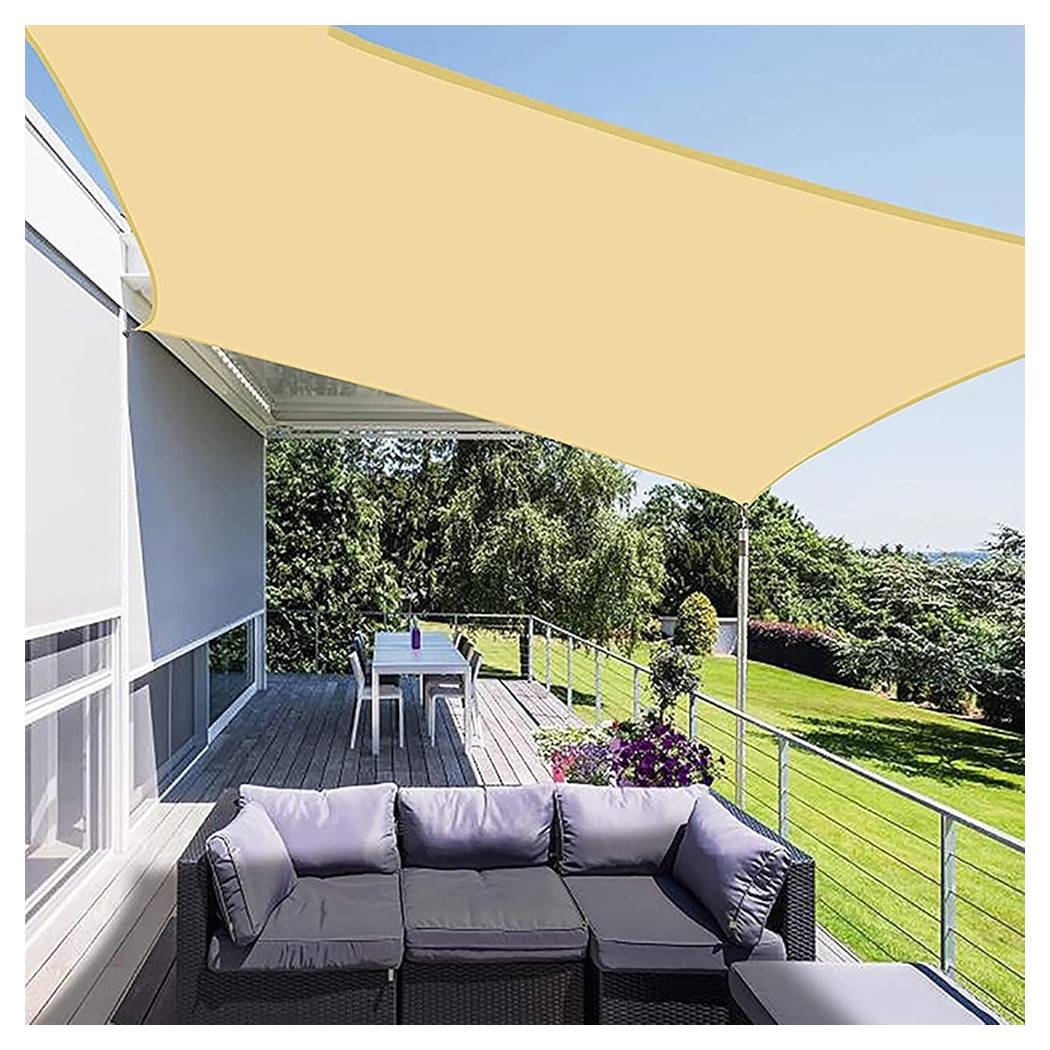 Tenda Vela Ombreggiante Parasole Da Esterno Terrazze Giardino Patio Quadrata 4 X 4 Mt - Beige-2