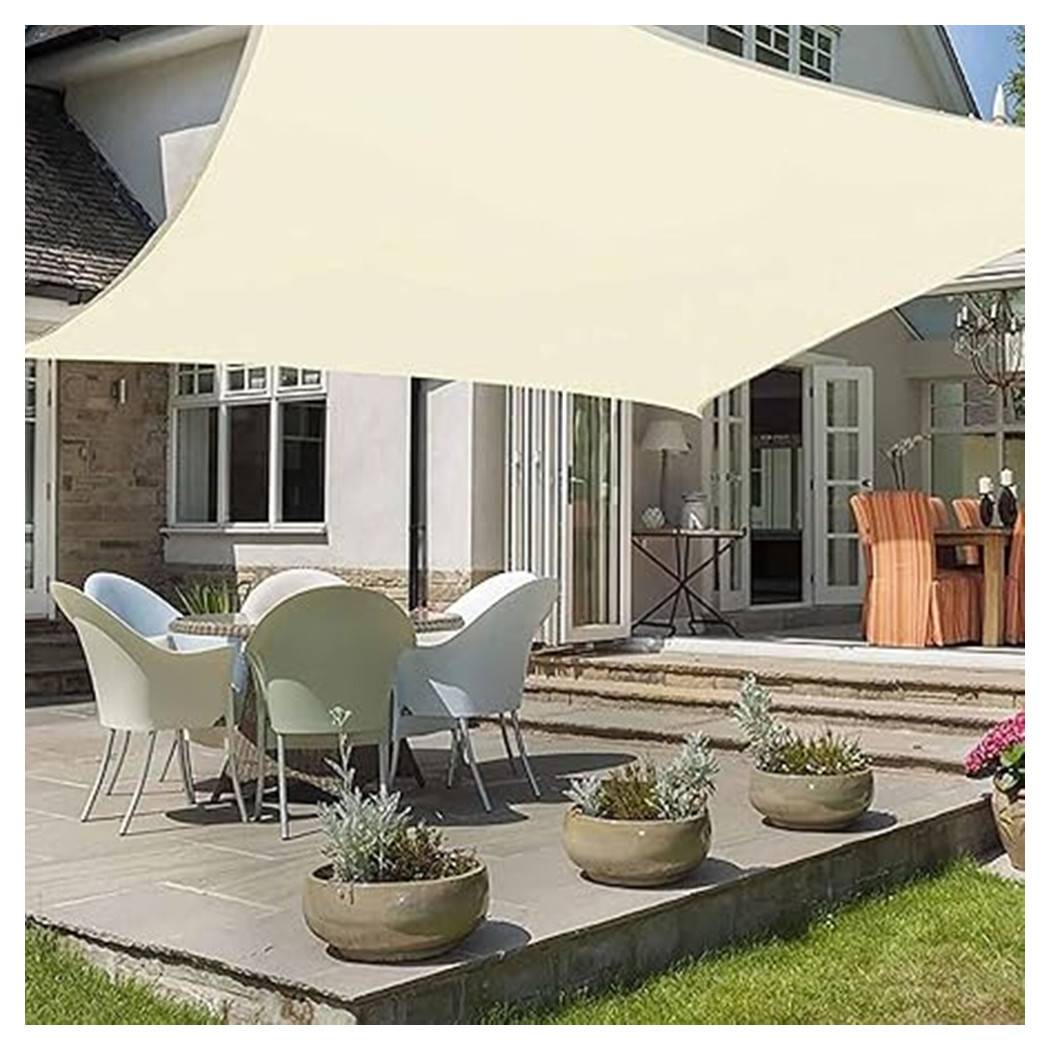 Tenda Vela Ombreggiante Parasole Da Esterno Terrazze Giardino Patio Quadrata 4 X 4 Mt - Beige-3