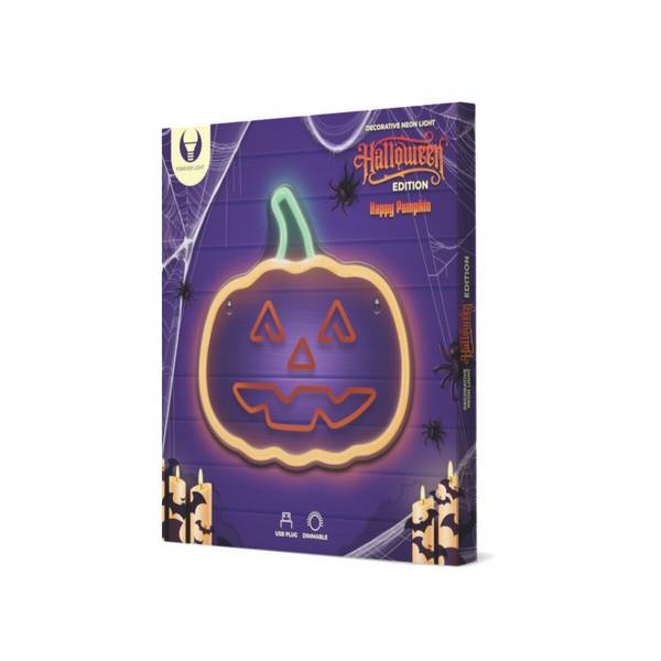 Luce LED al neon Forever Light Happy Pumpkin – Arancione e verde – FPNE10