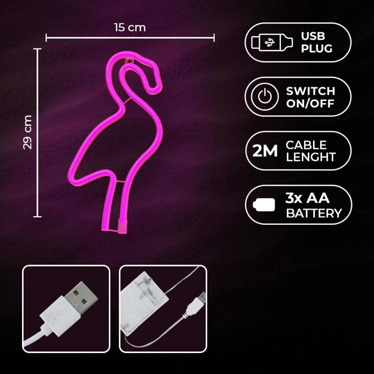 Luce LED al neon Forever Light Flamingo Rosa – FLNE18-2