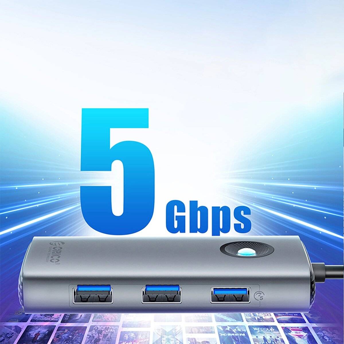 Stazione di docking ORICO PW11-5P USB-C Hub con HDMI, USB-A e USB-C, grigio-2