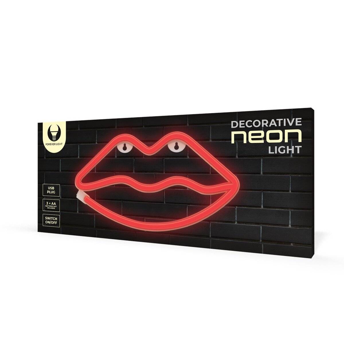 Labbra luminose a LED al neon Forever Light rosse – FLNE08-4