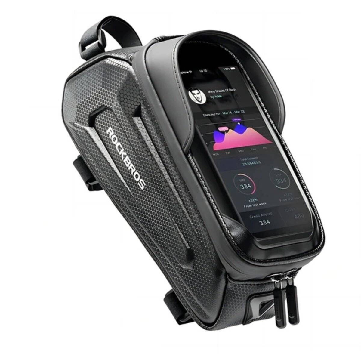Borsa da bicicletta Rockbros B68-1 Armored con tasca per cellulare 1,7 l – Nero-0
