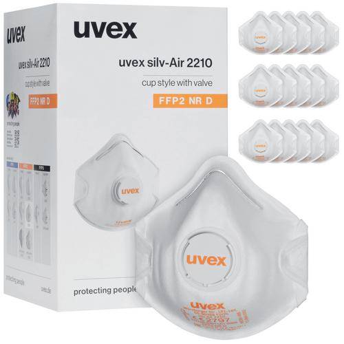 uvex silv-air classic 2210 8762210 Feinstaubmaske mit Ventil FFP2 D 15 St. (8762210)-2