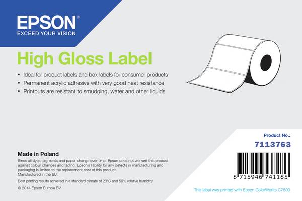 Epson High Gloss Label Etichetta per stampante autoadesiva (HIGH GLOSS LABEL DIE-CUT ROLL - 210MM X 297MM 194 LABELS)