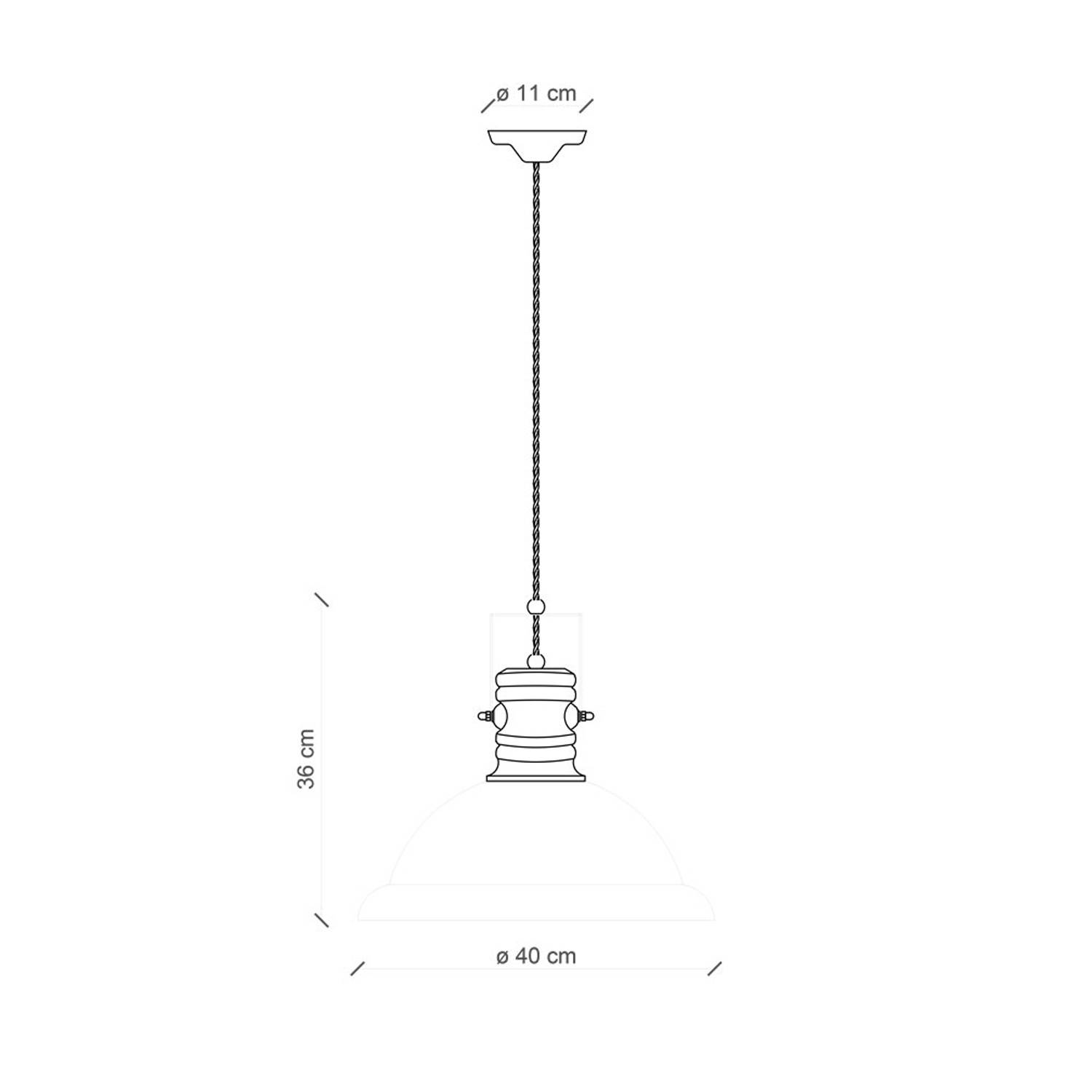 Lampadario Industrial Ferro E Ceramica Vintage Nero 1 Luce E27 40Cm-1