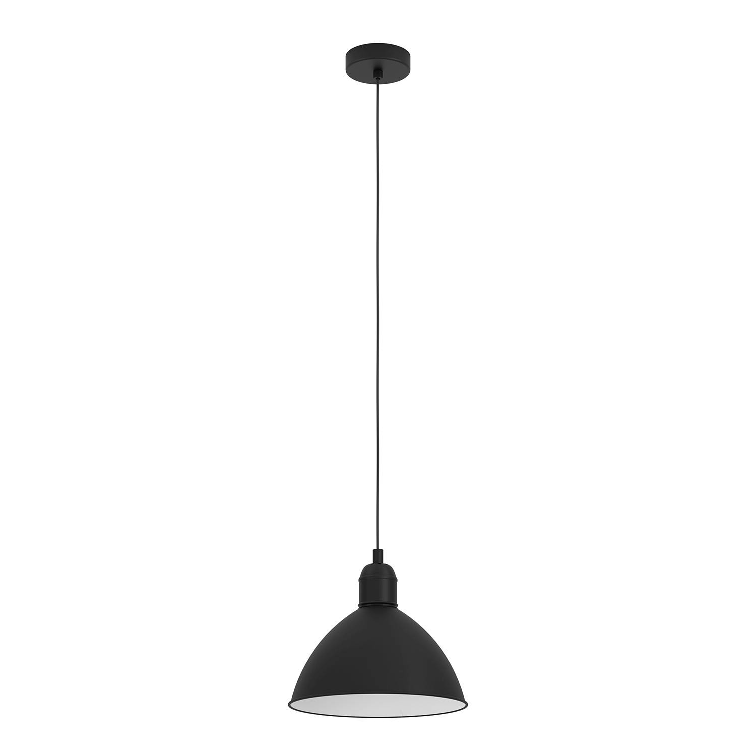 Lampadario A Sospensione Vintage Priddy Acciaio Nero Bianco 1 Luce E27-0