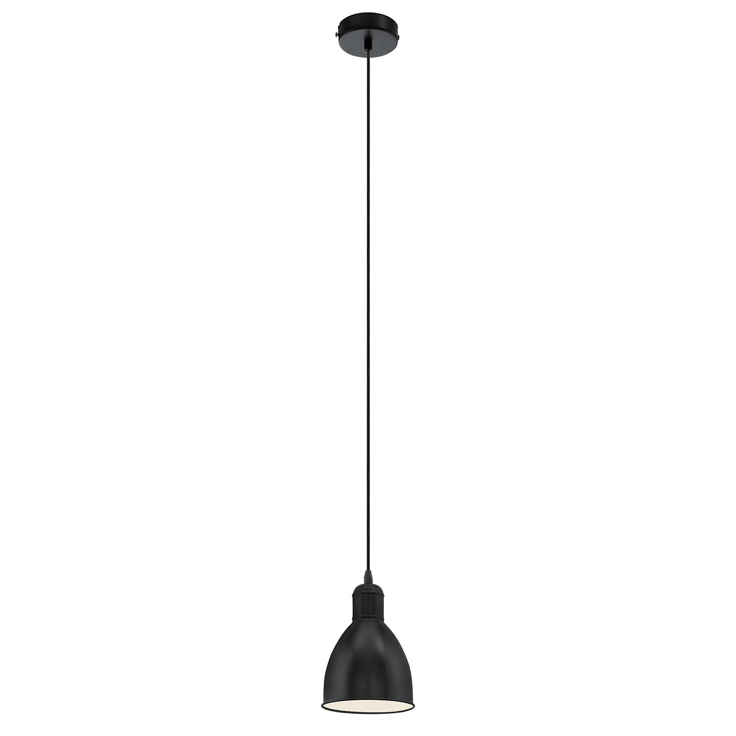 Sospensione Vintage Priddy Acciaio Nero Bianco 1 Luce E27-0