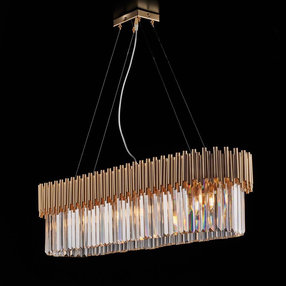 Lampadario Contemporaneo Ravel Metallo Oro E Cristallo 8 Luci E14-0