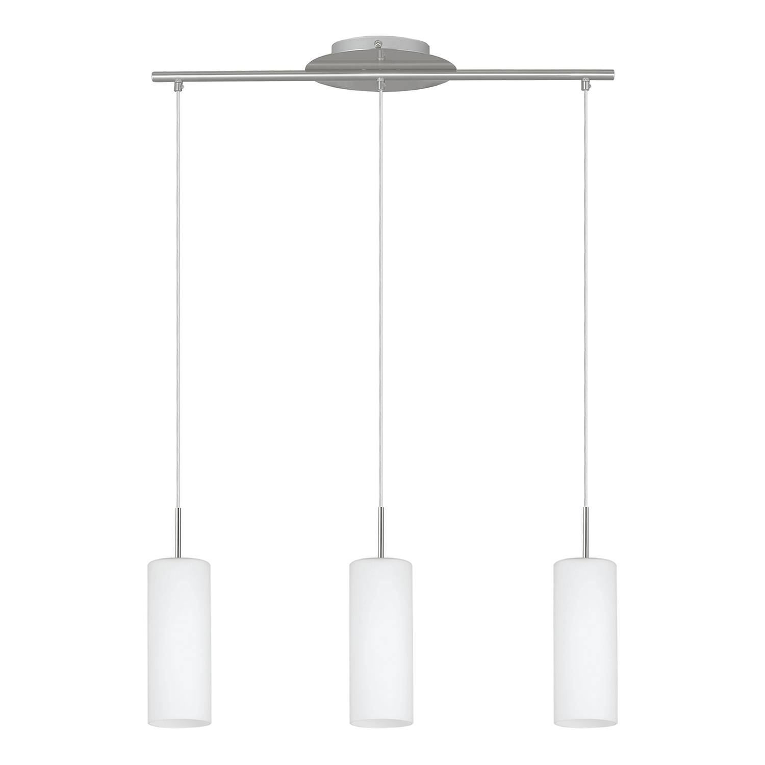 Lampadario A Sospensione Contemporaneo Troy 3 Acciaio Nichel Vetro 3 Luci E27-0