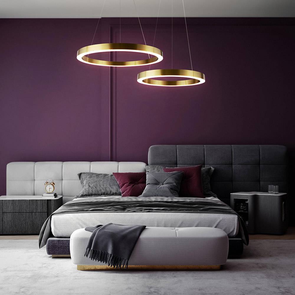 Lampadario A Sospensione Moderno Saturno Acciaio Ottone 1 Luce Led 45W-2