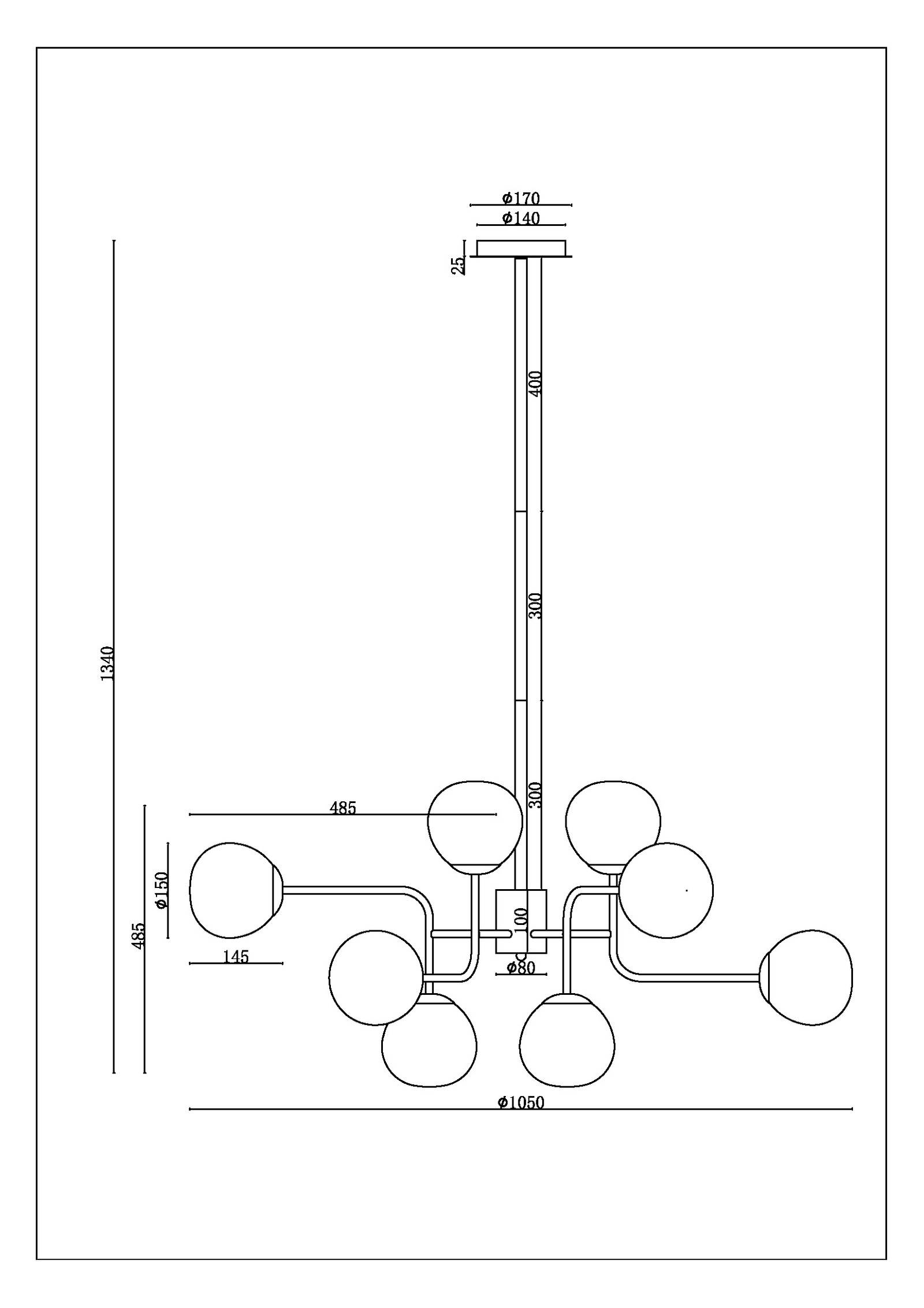 Lampadario Sospensione Erich In Metallo Nichel 12 Luci E Diffusori Bianchi-2