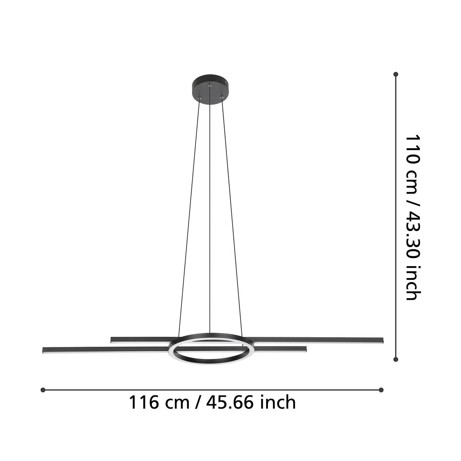Lampadario A Sospensione Contemporaneo Zillerio-Z Acciaio Nero 2 Luci Led 8W-2