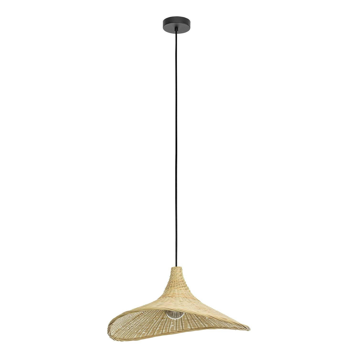 Lampadario A Sospensione Vintage Haxey Acciaio Nero Legno 1 Luce E27-0