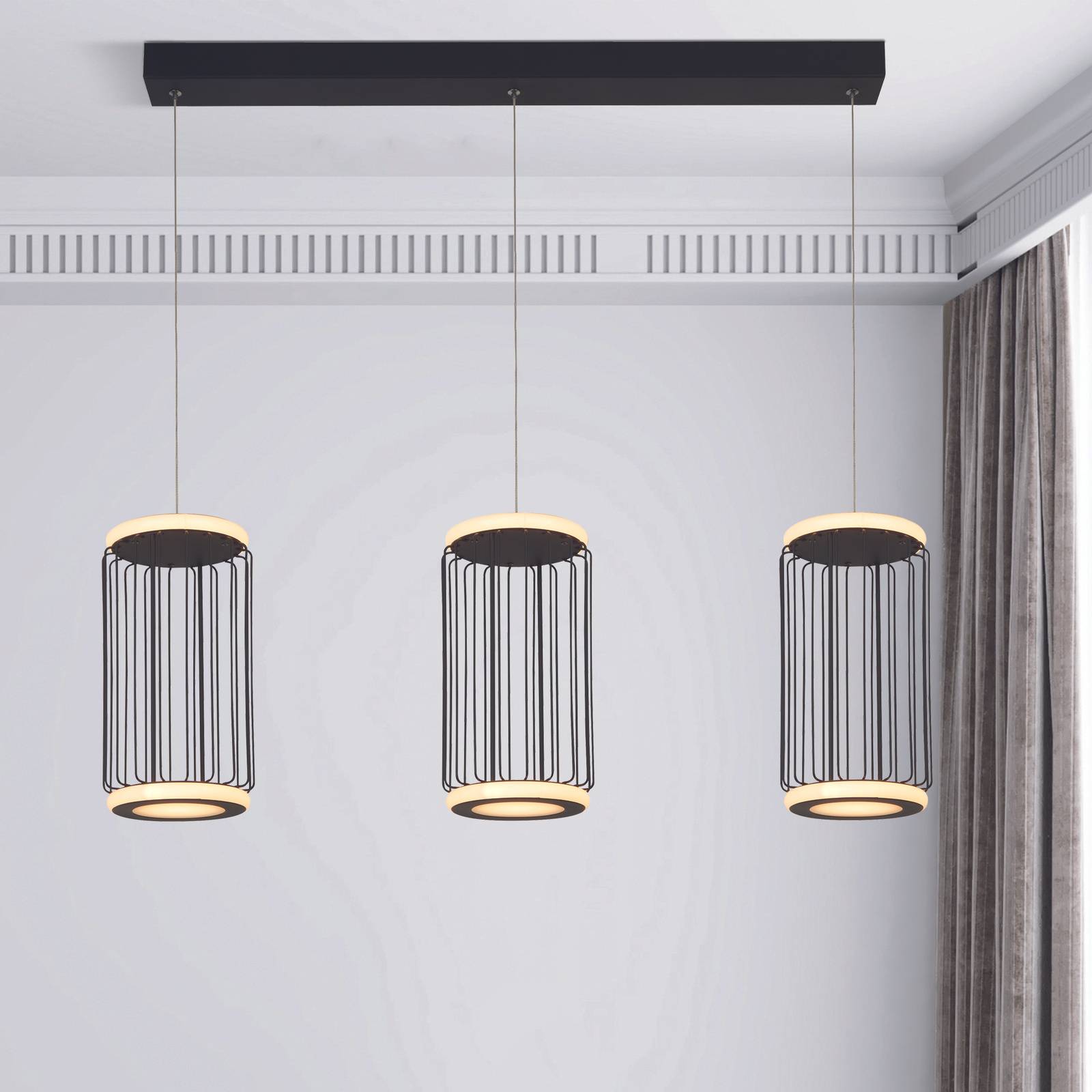 Lampadario Contemporaneo Circolo Alluminio Bianco Silicone Nero Led 35W 3000K-2