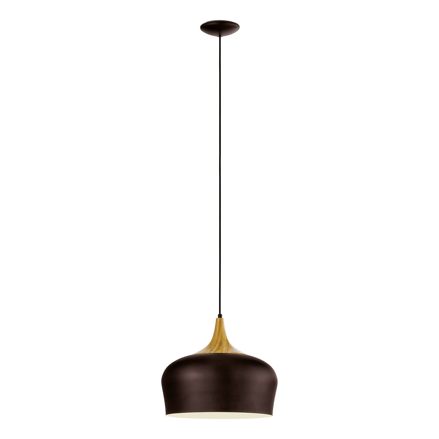 Lampadario A Sospensione Minimal Obregon Acciaio Marrone Crema 1 Luce E27-0