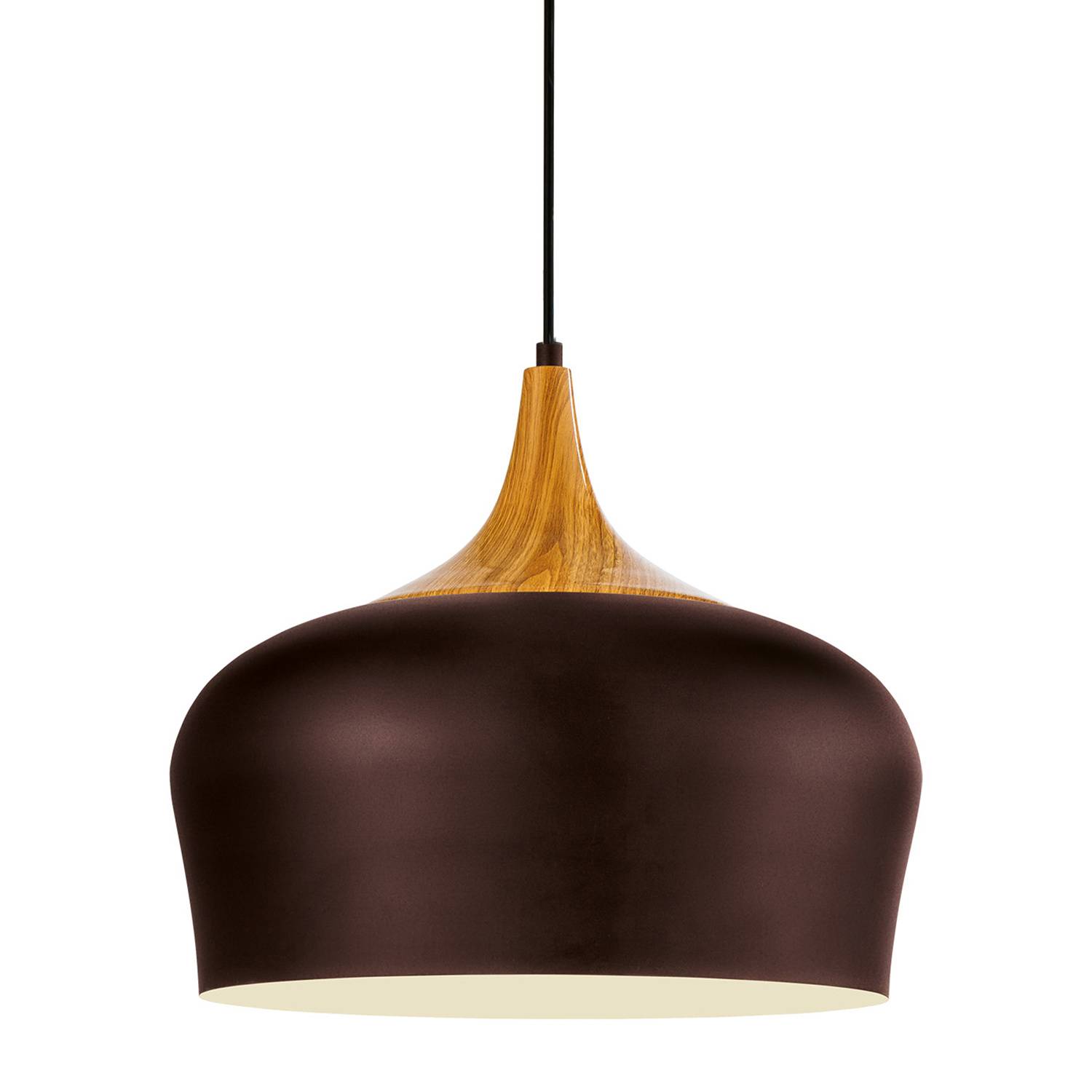 Lampadario A Sospensione Minimal Obregon Acciaio Marrone Crema 1 Luce E27-2