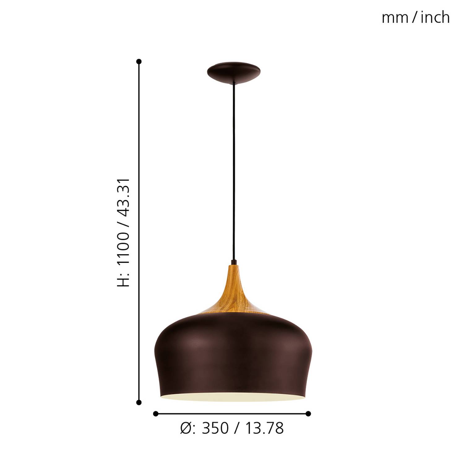 Lampadario A Sospensione Minimal Obregon Acciaio Marrone Crema 1 Luce E27-3