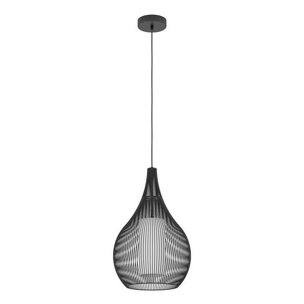Lampadario A Sospensione Contemporaneo Razoni 1 Acciaio Nero Vetro 1 Luce E27