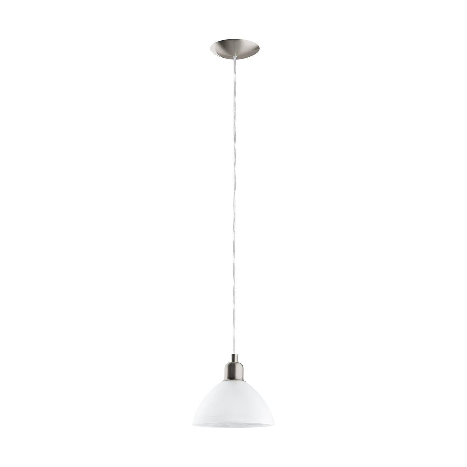 Lampadario A Sospensione Moderno Brenda Acciaio Nichel Vetro 1 Luce E27-0